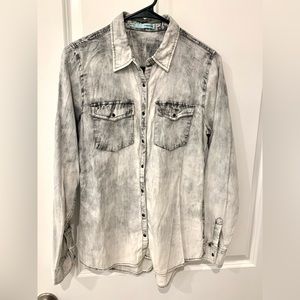 Long Sleeve Black and White Tie Dye Button Up Shirt